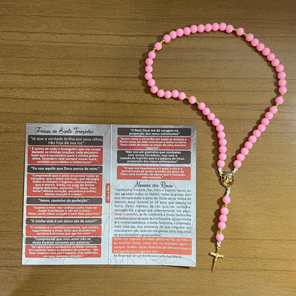 TERÇO PÉROLA ROSA SANTA TERESINHA 8MM (1 UNIDADE)