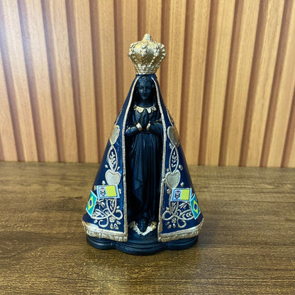 IMAGEM DE GESSO NOSSA SENHORA APARECIDA PINTADA 14,5CM  (1 UNIDADE)