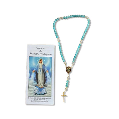 TERÇO PÉROLA AZUL NOSSA SENHORA DAS GRAÇAS 6MM (1 UNIDADE)