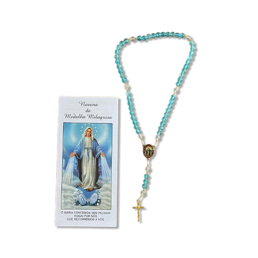 TERÇO PÉROLA AZUL NOSSA SENHORA DAS GRAÇAS 6MM (1 UNIDADE)