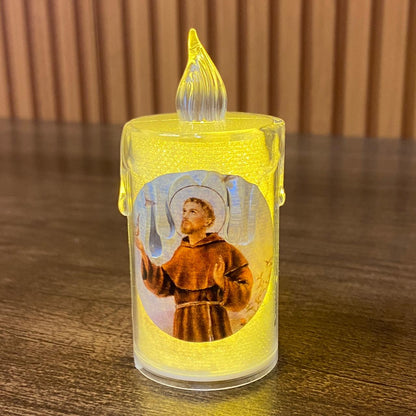 VELA ELETRÔNICA TRANSPARENTE SÃO FRANCISCO 08CM ( 3 UNIDADES)