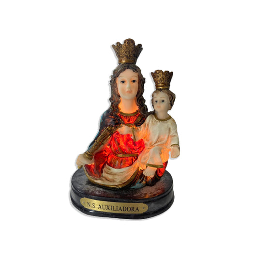 IMAGEM DE RESINA IMPORTADA NOSSA SENHORA AUXILIADORA COM LUZ 15CM (1 UNIDADE)