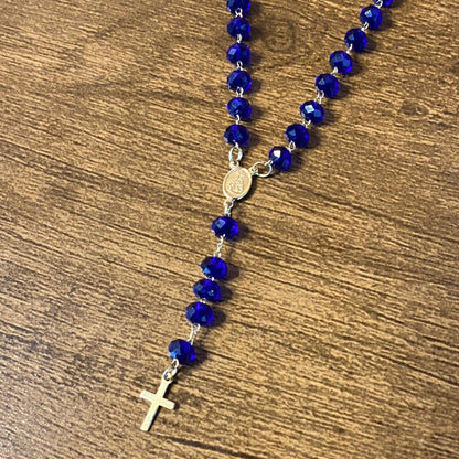 TERÇO CRISTAL NOSSA SENHORA APARECIDA AZUL 06MM  (3 UNIDADES)