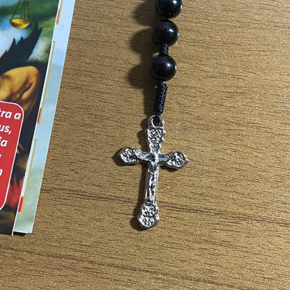 TERÇO PÉROLA PRETA SÃO MIGUEL ARCANJO 8MM (1 UNIDADE)