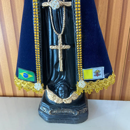 IMAGEM DE GESSO NOSSA SENHORA APARECIDA COM MANTO E STRASS MOD2 33CM  (1 UNIDADE)