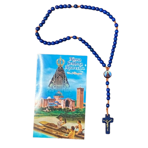 TERÇO DE MADEIRA AZUL NOSSA SENHORA APARECIDA 06MM (3 UNIDADES)