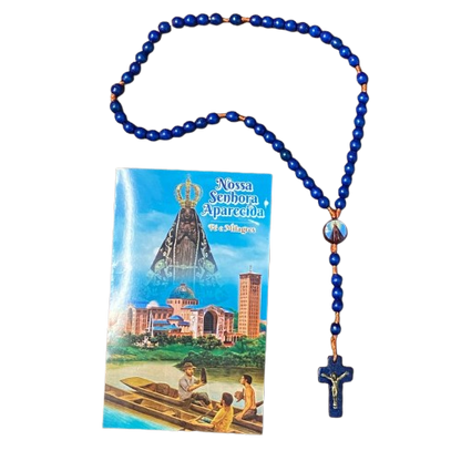 TERÇO DE MADEIRA AZUL NOSSA SENHORA APARECIDA 06MM (3 UNIDADES)