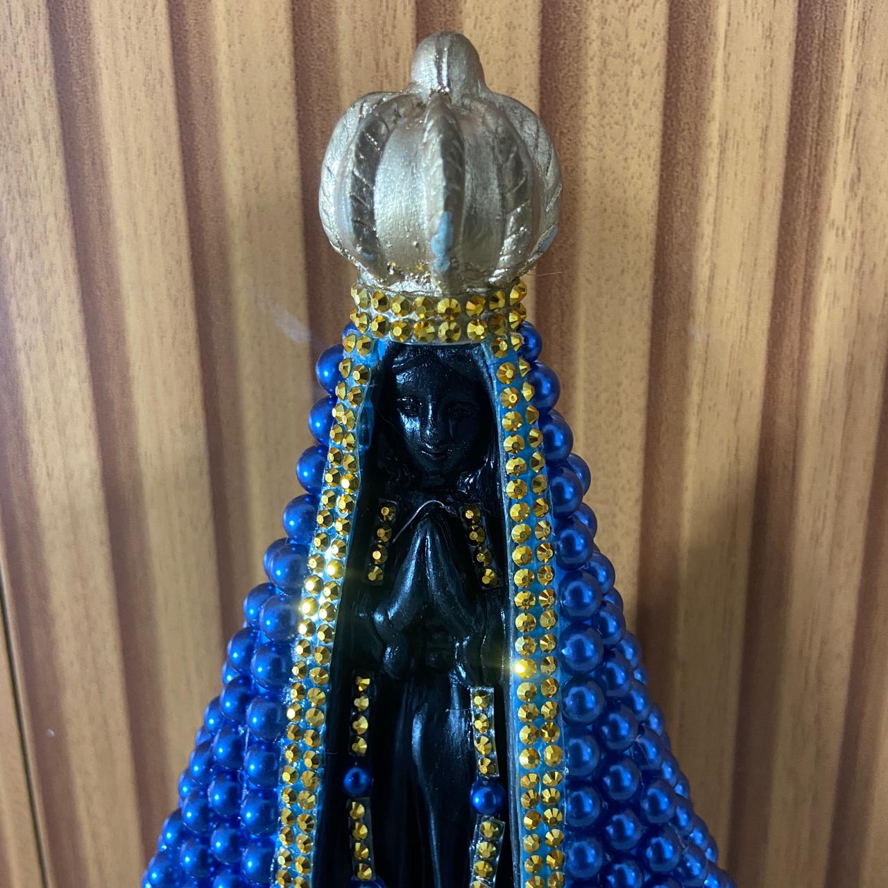 IMAGEM DE GESSO NOSSA SENHORA APARECIDA PÉROLA AZUL 23CM (1 UNIDADE)