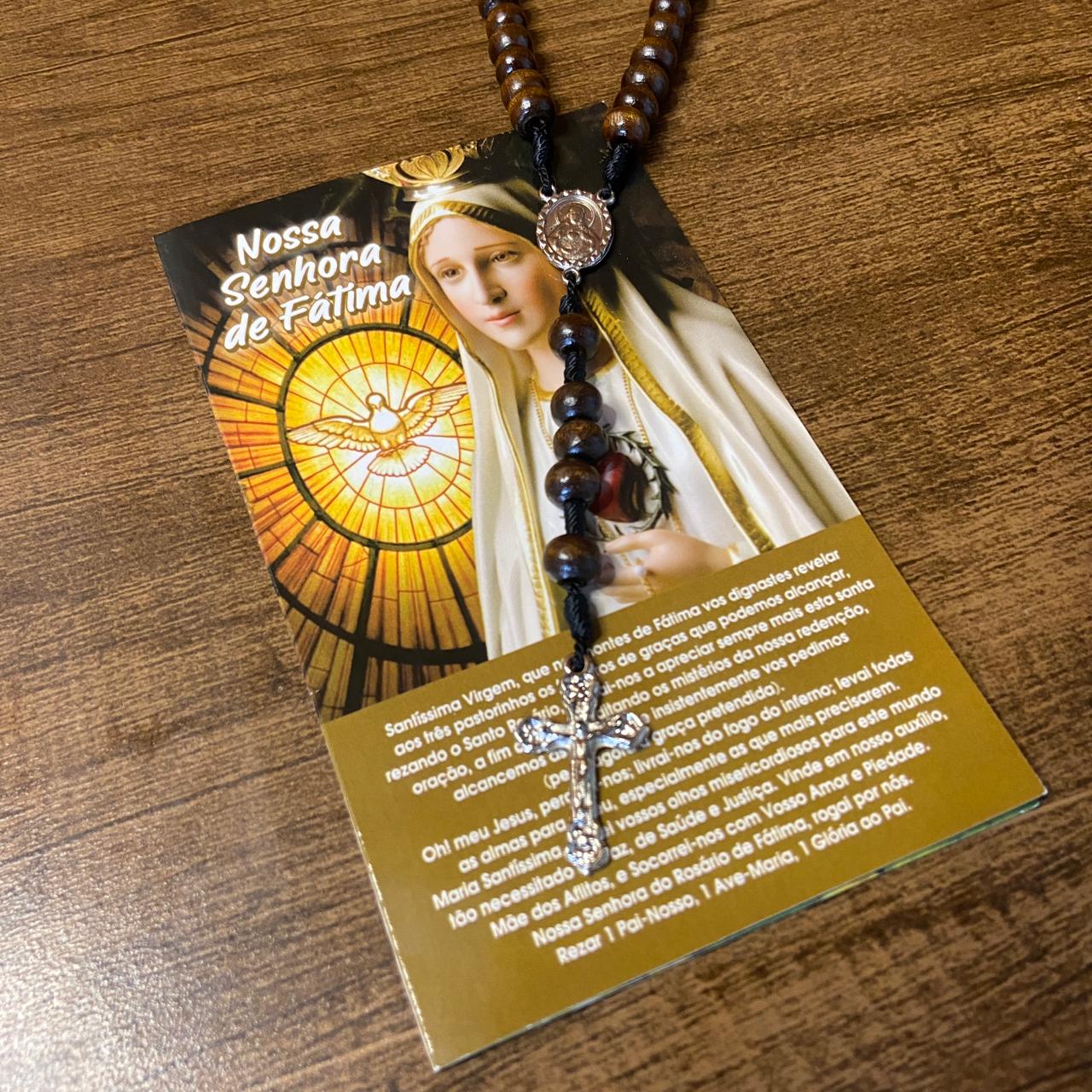 TERÇO DE MADEIRA NOSSA SENHORA DE FÁTIMA 8MM (1 UNIDADE)