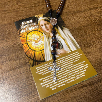 TERÇO DE MADEIRA NOSSA SENHORA DE FÁTIMA 8MM (1 UNIDADE)