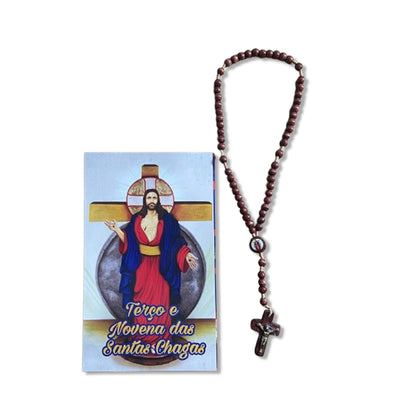 TERÇO DE MADEIRA MIRIM SANTAS CHAGAS 06MM MOD1 ( 03UNIDADES )