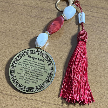 CHAVEIRO DE PEDRARIAS SÃO MIGUEL ARCANJO EM ACRÍLICO (1 UNIDADE)
