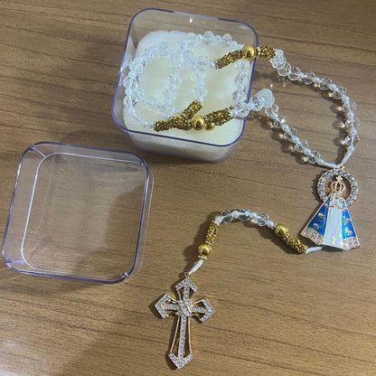 TERÇO DE NOIVA CRISTAL NOSSA SENHORA APARECIDA MOD5 10MM (1 UNIDADE)