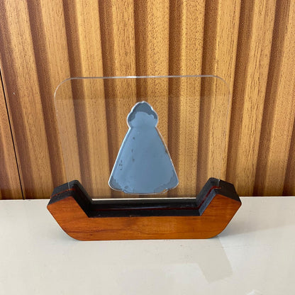 IMAGEM DE MESA METAL OURO VELHO NOSSA SENHORA APARECIDA NO ACRÍLICO E BASE DE MADEIRA 10,7CM (1 UNIDADE)