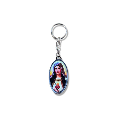 CHAVEIRO METAL OVAL RESINADO IMACULADO CORAÇÃO DE MARIA (6 UNIDADES)