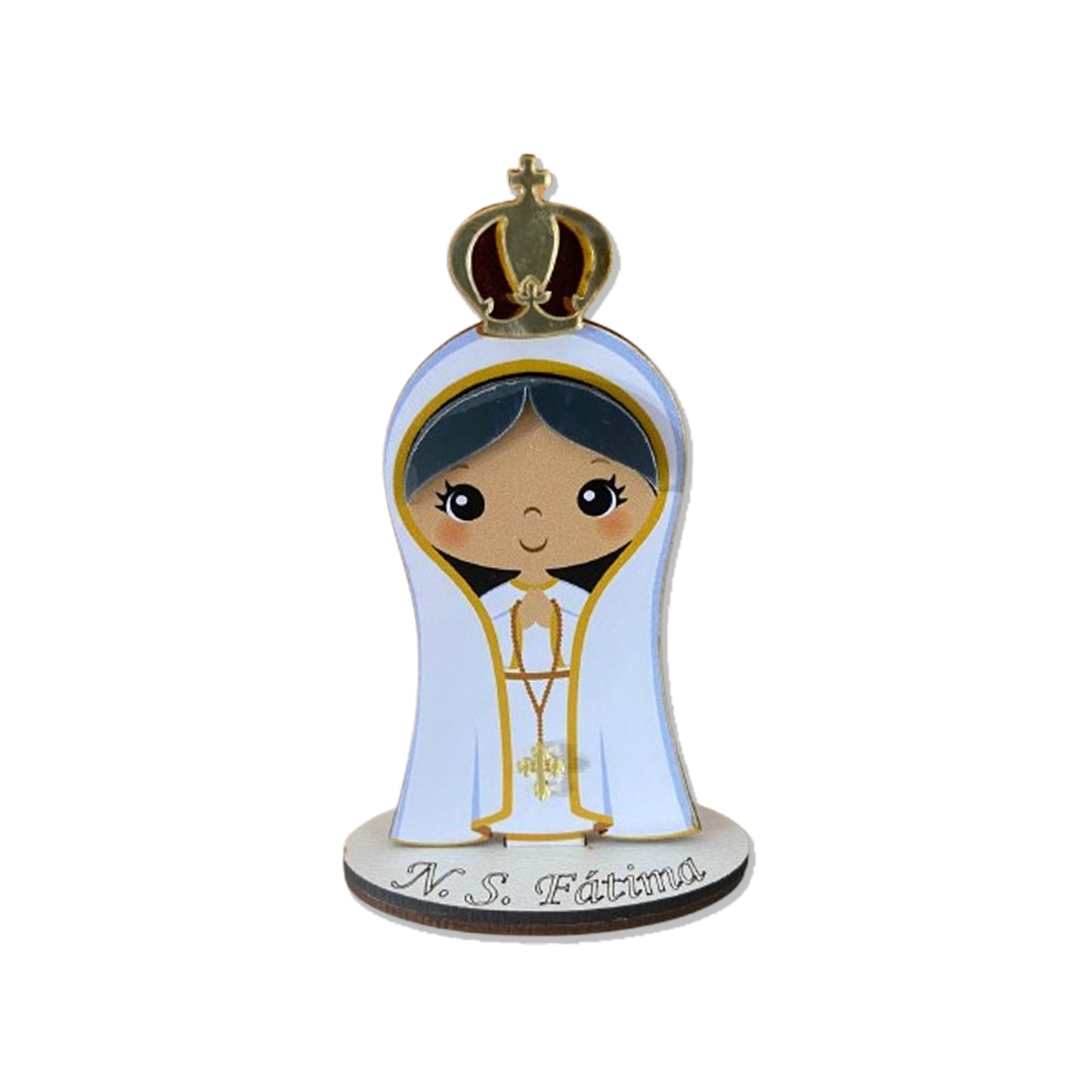 IMAGEM MDF INFANTIL COM ACRÍLICO NOSSA SENHORA DE FÁTIMA 12CM (1 UNIDADE)
