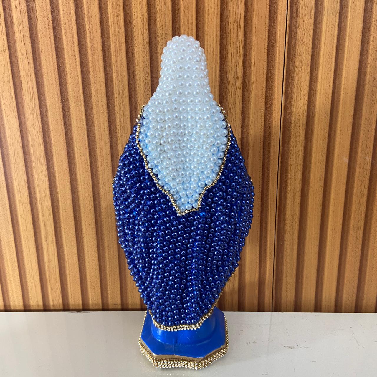 IMAGEM DE GESSO NOSSA SENHORA DAS GRAÇAS PEROLADA COM STRASS 30,5CM (1 UNIDADE)