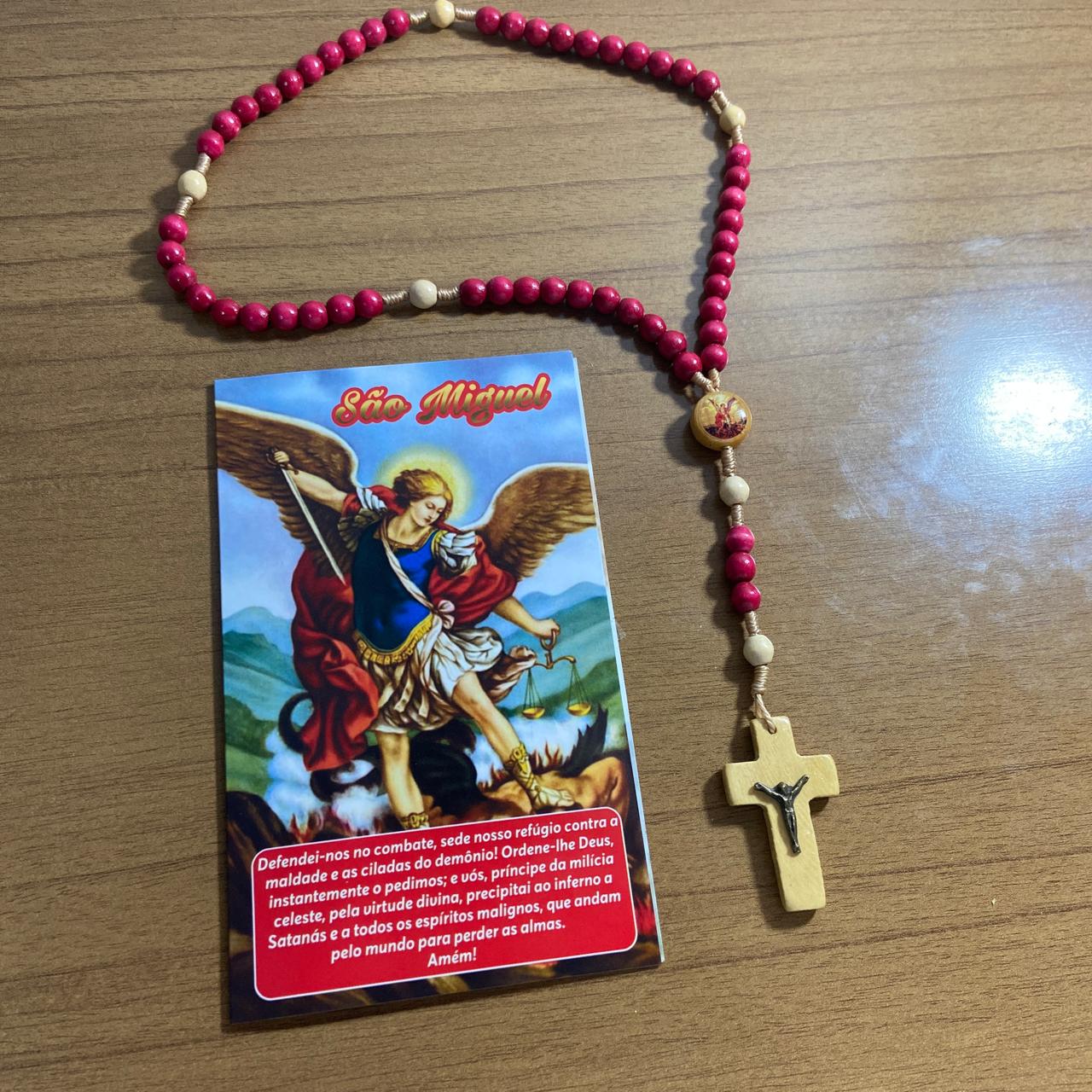 TERÇO DE MADEIRA SÃO MIGUEL ARCANJO 6MM MOD3 (3 UNIDADES)