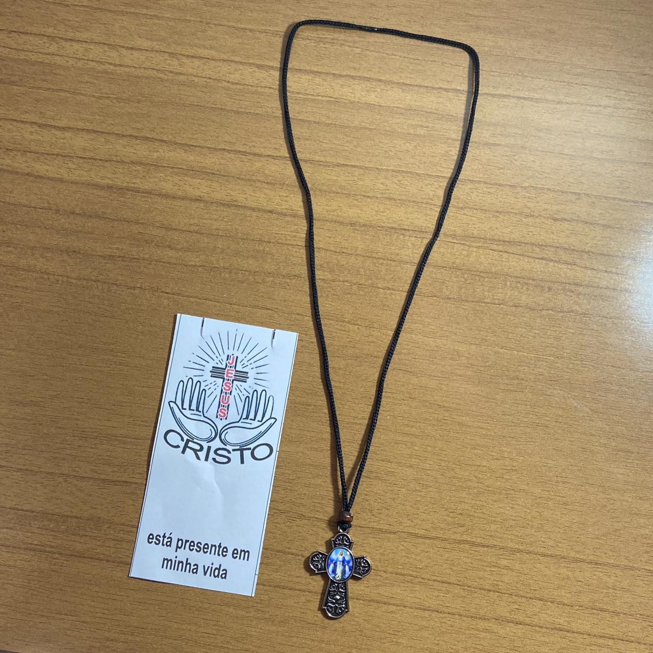 CORDÃO COM CRUZ RESINADA NOSSA SENHORA DAS GRAÇAS ( 3 UNIDADES)