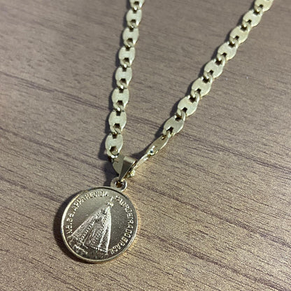 CORRENTE DOURADA NOSSA SENHORA APARECIDA E BASÍLICA ( 1 UNIDADE)