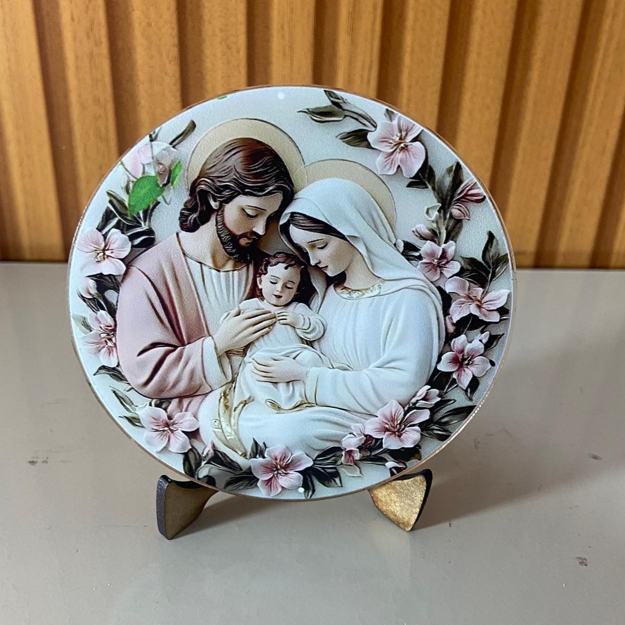 ADORNO DE MESA ACRÍLICO RESINADO SAGRADA FAMÍLIA MOD3 9,5CM (1 UNIDADE)