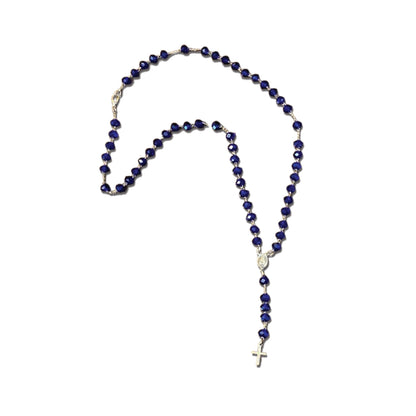 TERÇO CRISTAL NOSSA SENHORA APARECIDA AZUL 06MM  (3 UNIDADES)