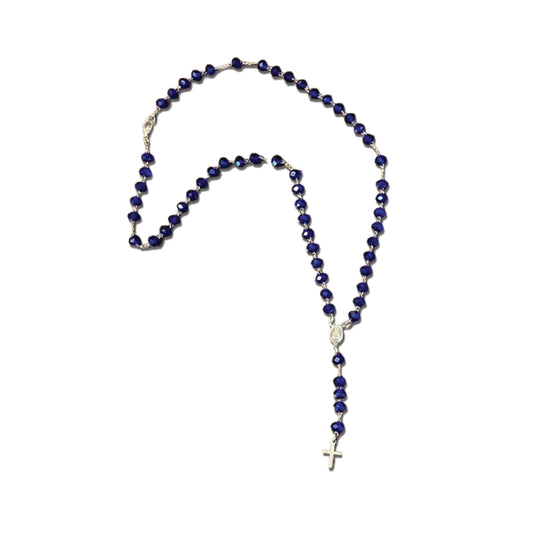 TERÇO CRISTAL NOSSA SENHORA APARECIDA AZUL 06MM  (3 UNIDADES)