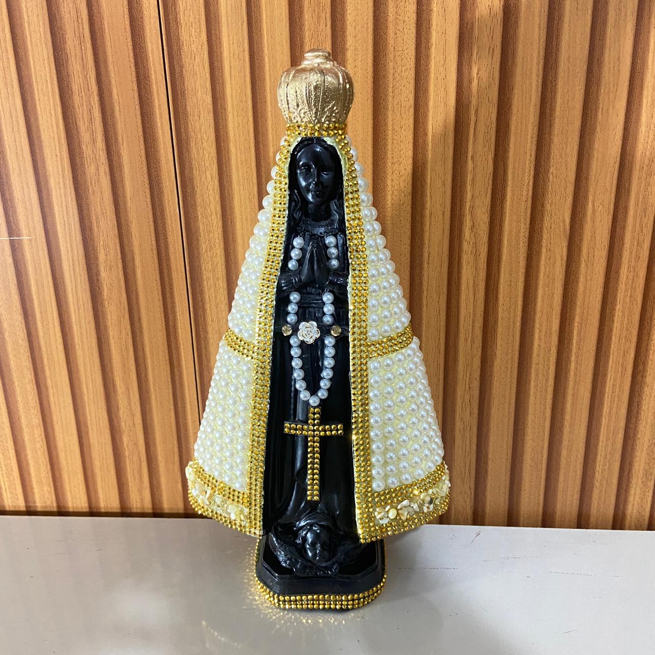 IMAGEM DE GESSO NOSSA SENHORA APARECIDA PÉROLA 31CM (1 UNIDADE)