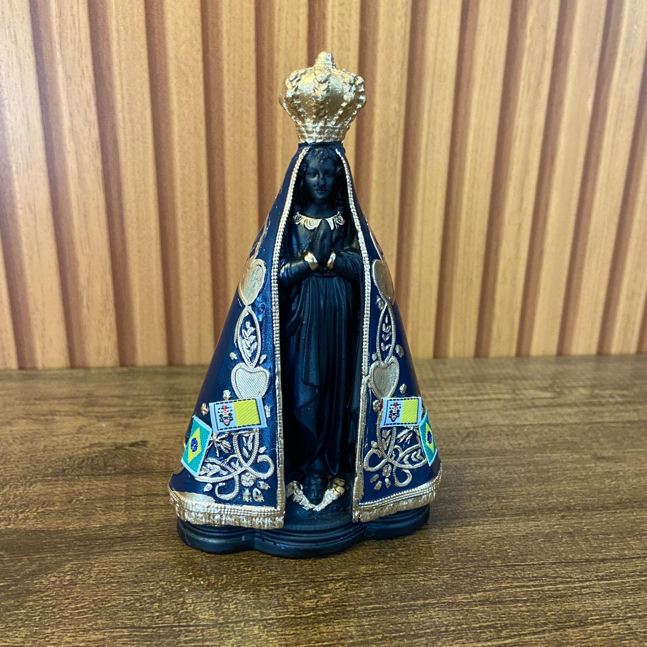 IMAGEM DE GESSO NOSSA SENHORA APARECIDA PINTADA 14,5CM  (1 UNIDADE)