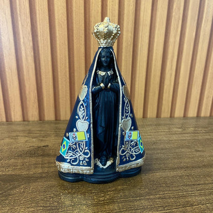 IMAGEM DE GESSO NOSSA SENHORA APARECIDA PINTADA 14,5CM  (1 UNIDADE)