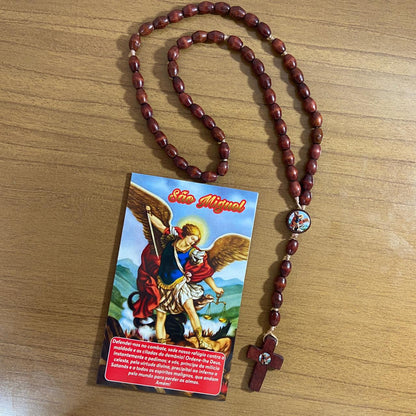 TERÇO DE MADEIRA SÃO MIGUEL ARCANJO MOD3 8MM (3 UNIDADES)