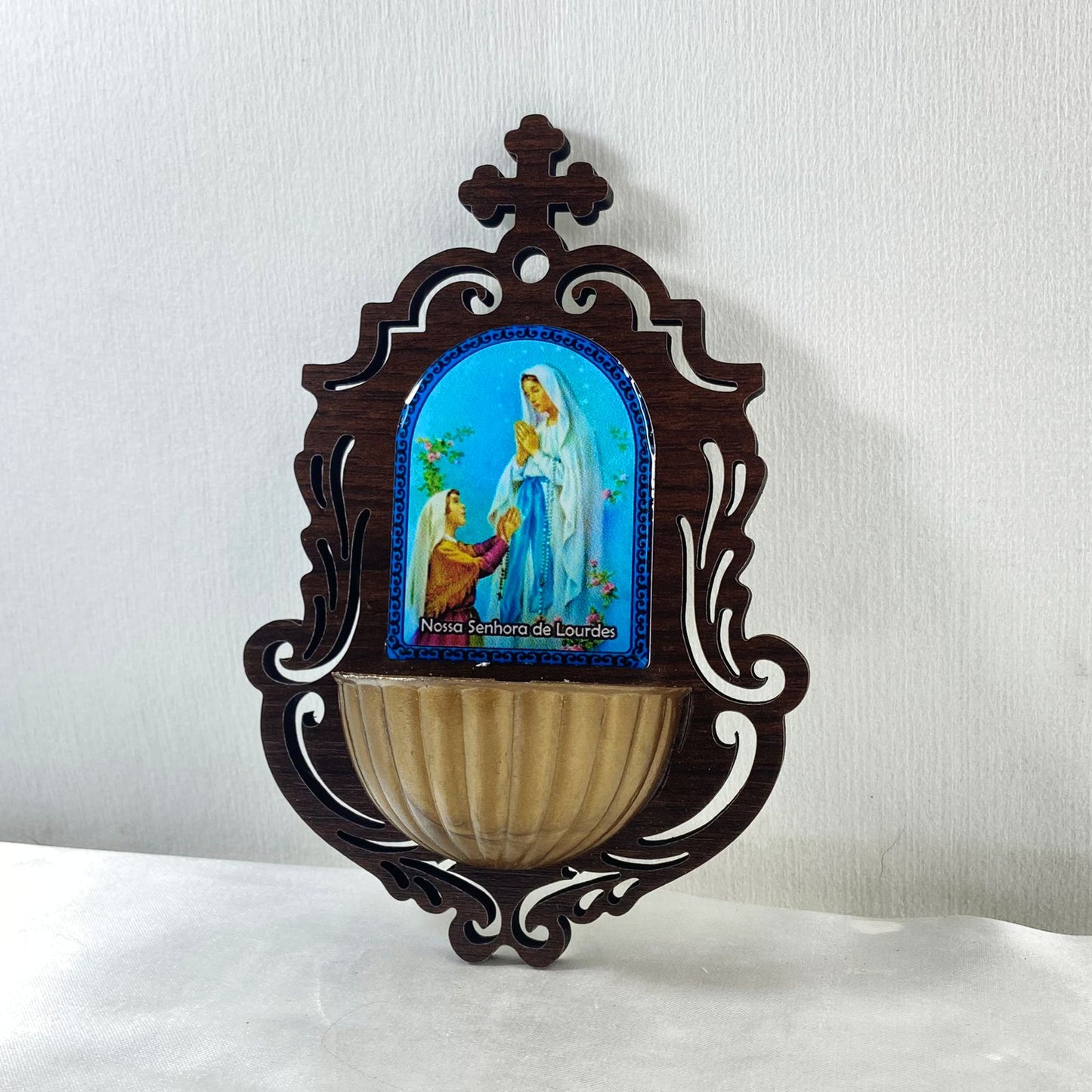 PORTA AGUA BENTA MDF NOSSA SENHORA DE APARECIDA 16CM (1 UNIDADE)