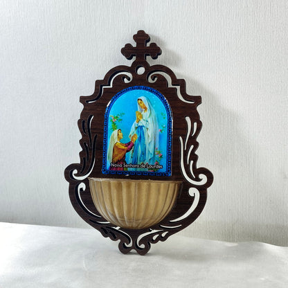 PORTA AGUA BENTA MDF NOSSA SENHORA DE APARECIDA 16CM (1 UNIDADE)