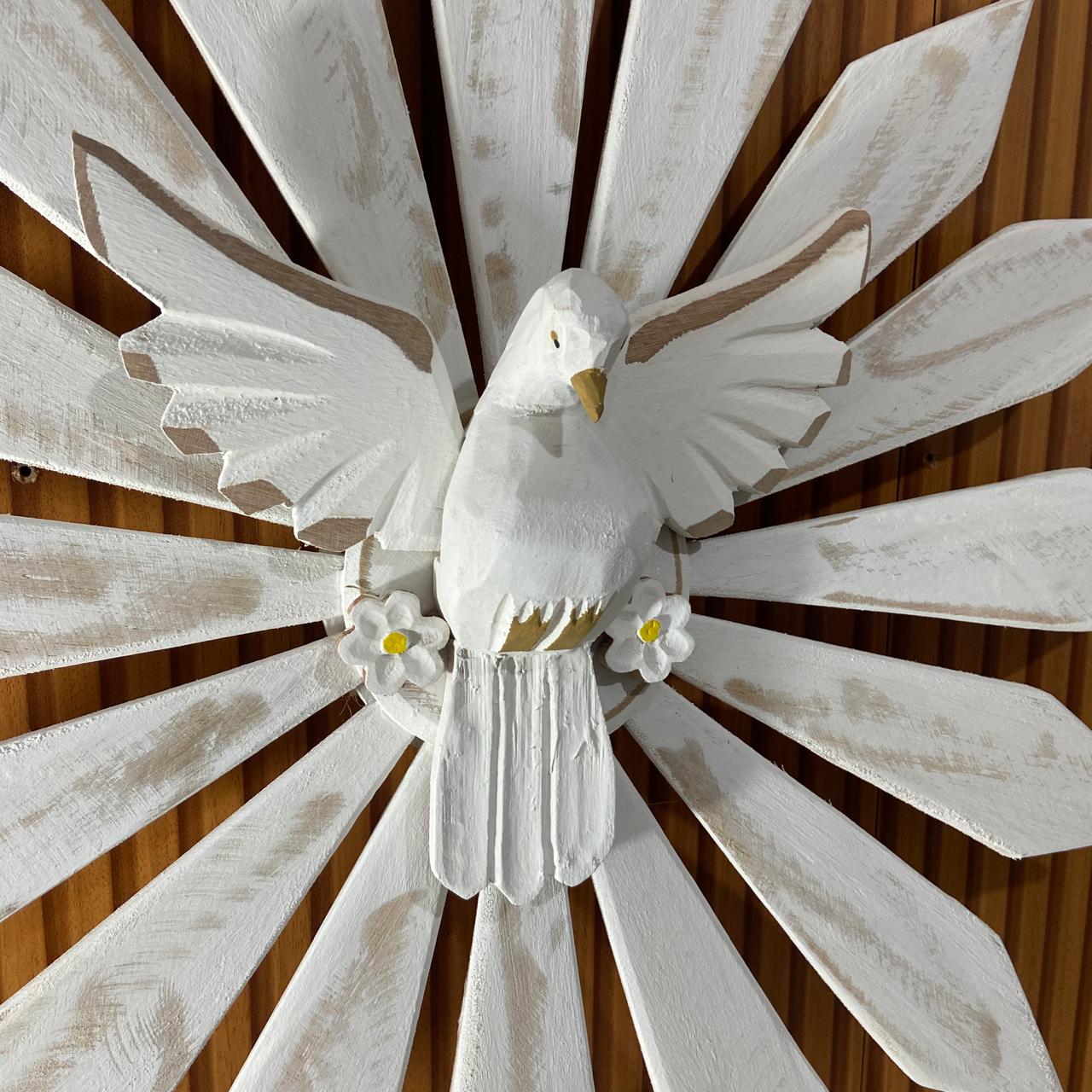 MANDALA MADEIRA BRANCA DIVINO ESPIRITO SANTO 68CMX67CM  (1 UNIDADE)