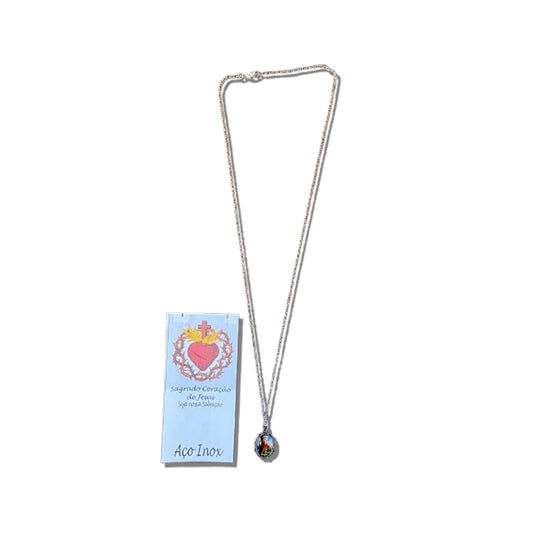 CORRENTE INOX COM MEDALHA RESINADA SÃO SEBASTIÃO   (3 UNIDADES)