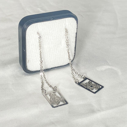 ESCAPULÁRIO INOX LASER VAZADO SAGRADO CORAÇÃO DE JESUS E SÃO MIGUEL  ARCANJO (6 UNIDADES)