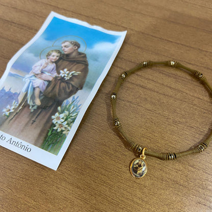 PULSEIRA DE MOLA COM MEDALHA SANTO ANTÔNIO  (3 UNIDADES)