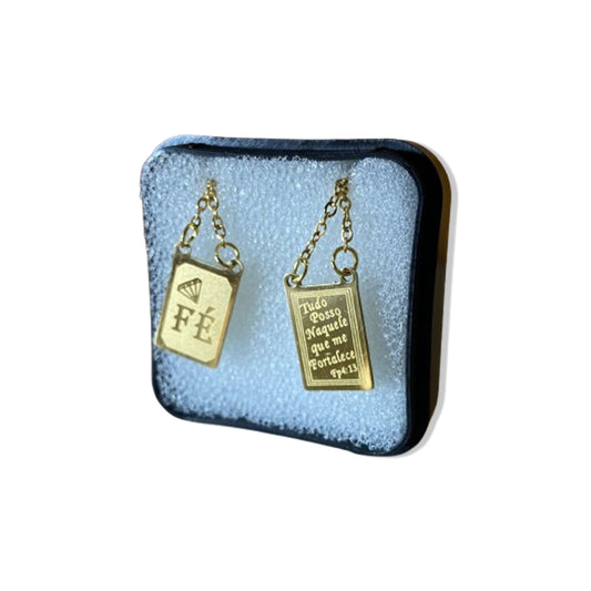 ESCAPULÁRIO DOURADO FÉ E TUDO POSSO. (6 UNIDADES)