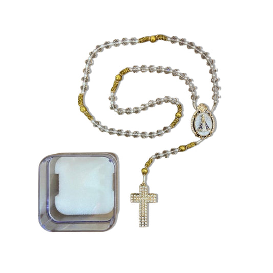 TERÇO DE NOIVA CRISTAL NOSSA SENHORA APARECIDA MOD9 10MM (1 UNIDADE)