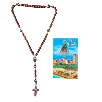 TERÇO DE MADEIRA NOSSA SENHORA APARECIDA 7 MEDALHAS (3 UNIDADES)