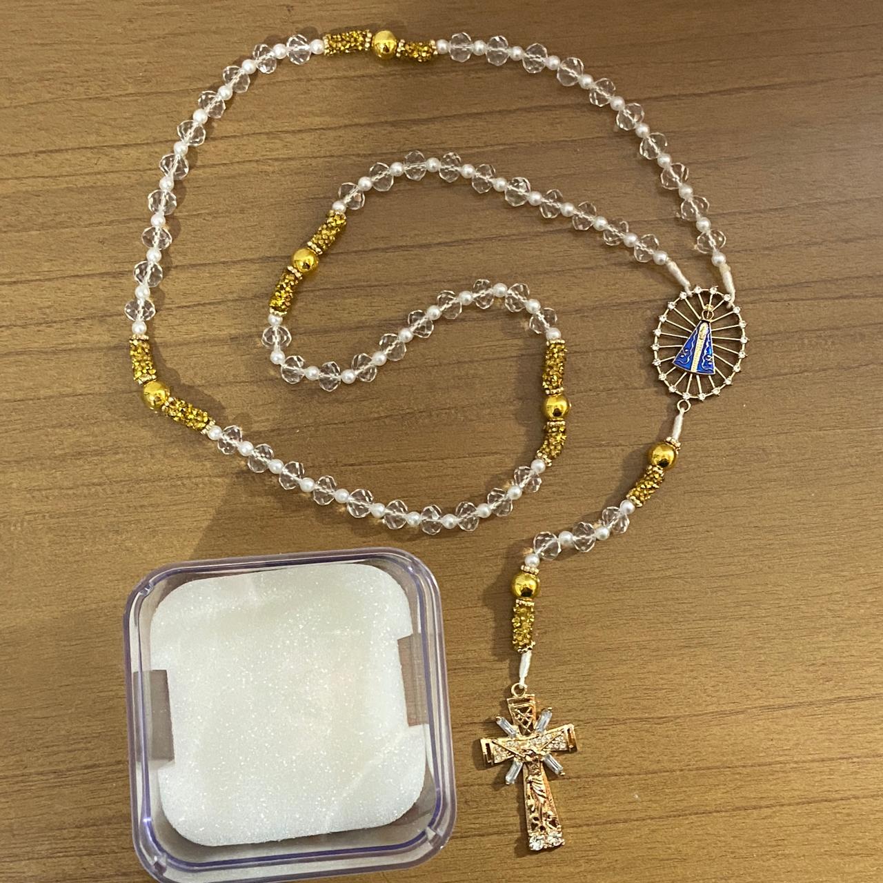 TERÇO DE NOIVA CRISTAL NOSSA SENHORA APARECIDA MOD8 10MM (1 UNIDADE)