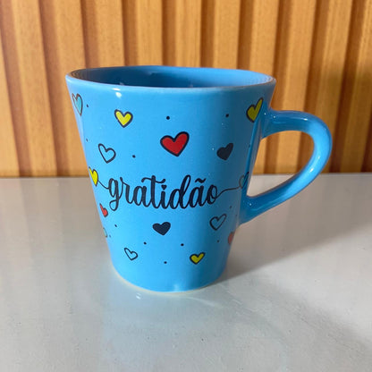 XÍCARA AZUL MOD1 GRATIDÃO 120ML (1 UNIDADE)