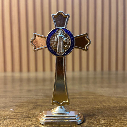 CRUCIFIXO DOURADO MEDALHA SÃO BENTO PARA CARRO 7,5CM  (6 UNIDADES)