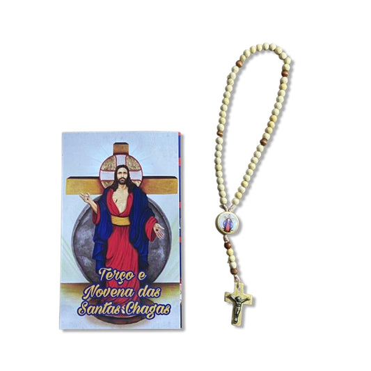 TERÇO DE MADEIRA MIRIM SANTAS CHAGAS 06MM MOD2 ( 03UNIDADES )