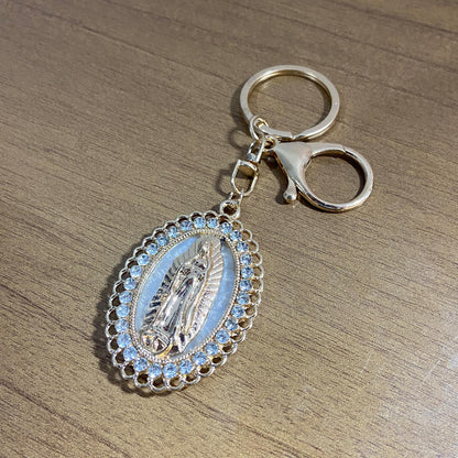 CHAVEIRO LUXO NOSSA SENHORA DE GUADALUPE MADREPÉROLA COM STRASS (6 UNIDADES)