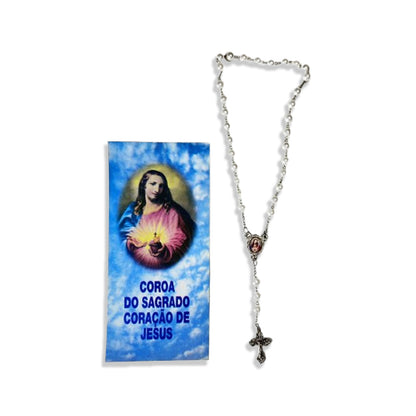 TERÇO PÉROLA SAGRADO CORAÇÃO DE JESUS E IMACULADO CORAÇÃO DE MARIA 06MM (1 UNIDADE)