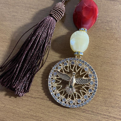 CHAVEIRO DE PEDRARIAS DIVINO ESPÍRITO SANTO COM STRASS MOD2 (1 UNIDADE)