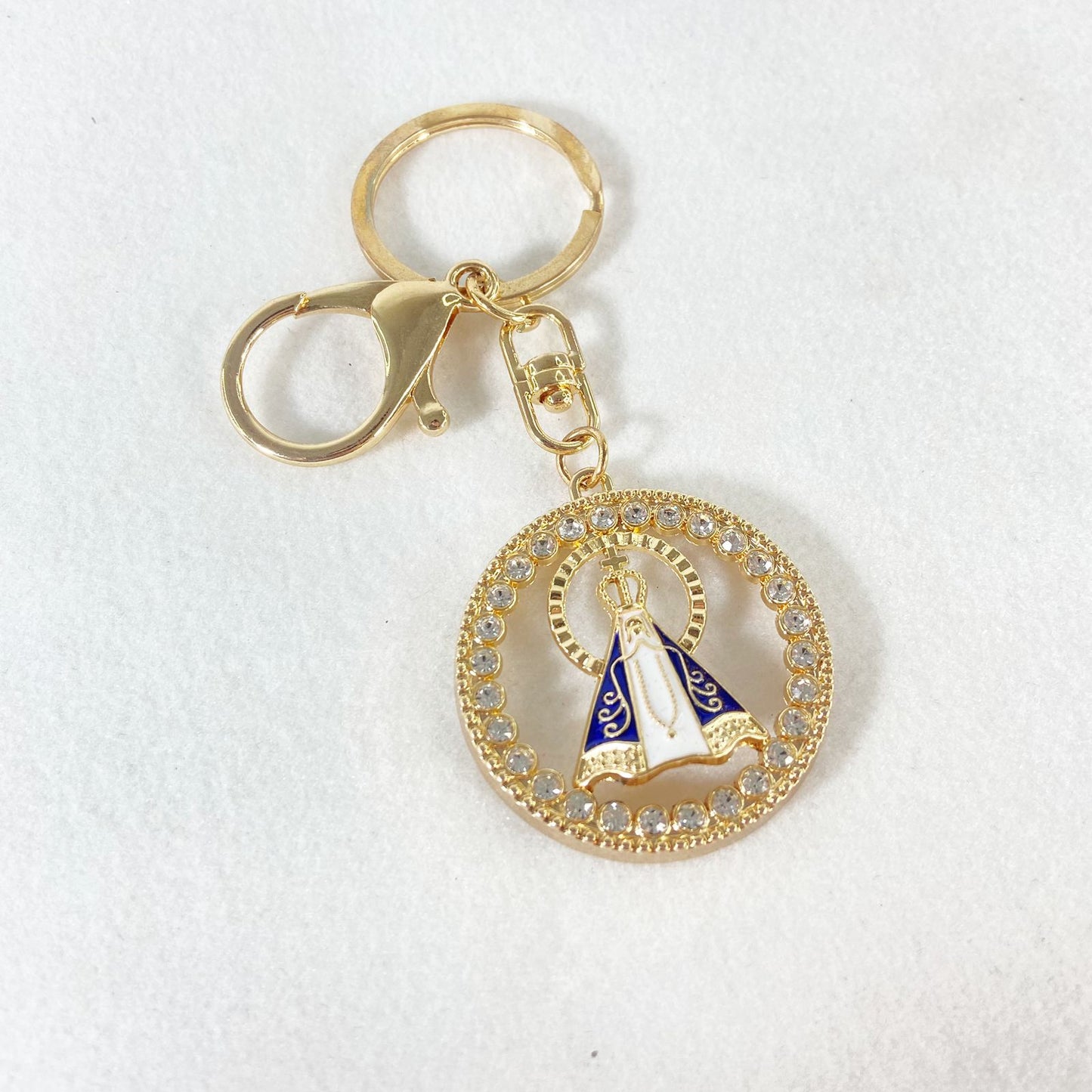 CHAVEIRO LUXO NOSSA SENHORA APARECIDA REDONDO COM STRASS (6 UNIDADES)