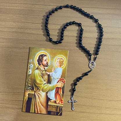 TERÇO PÉROLA PRETA SÃO JOSÉ  8MM (1 UNIDADE)