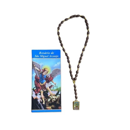 ROSÁRIO DE MADEIRA SÃO MIGUEL ARCANJO DOURADO MOD2 (1 UNIDADE)